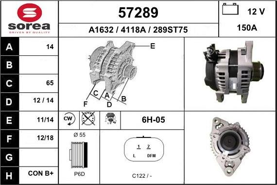 EAI 57289 - Alternator autospares.lv