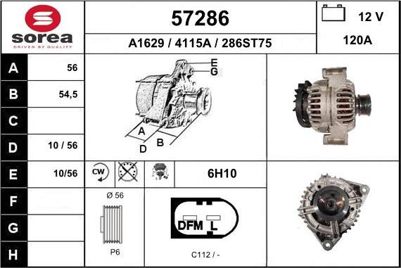 EAI 57286 - Alternator autospares.lv