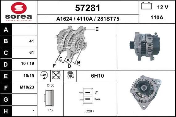 EAI 57281 - Alternator autospares.lv