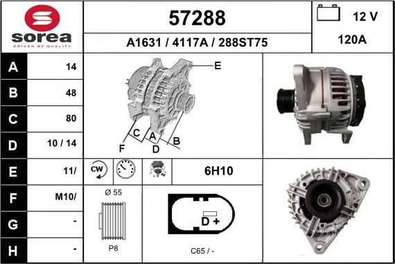 EAI 57288 - Alternator autospares.lv