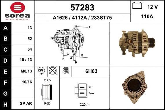 EAI 57283 - Alternator autospares.lv