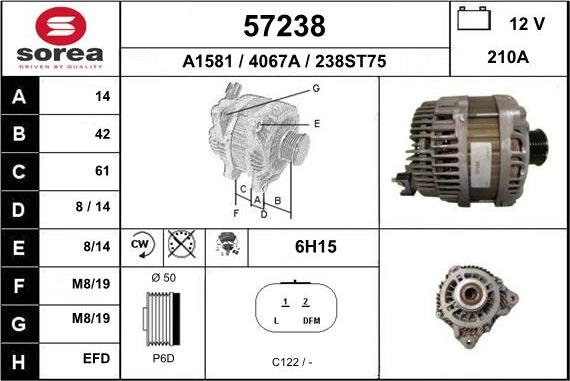 EAI 57238 - Alternator autospares.lv