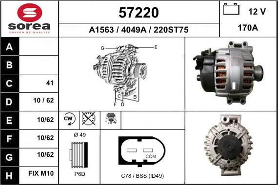 EAI 57220 - Alternator autospares.lv