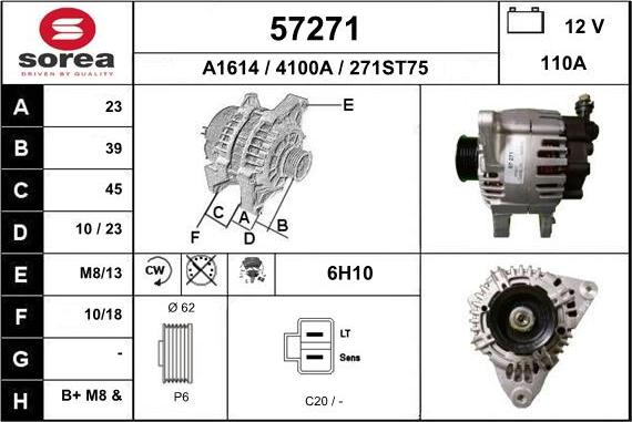 EAI 57271 - Alternator autospares.lv