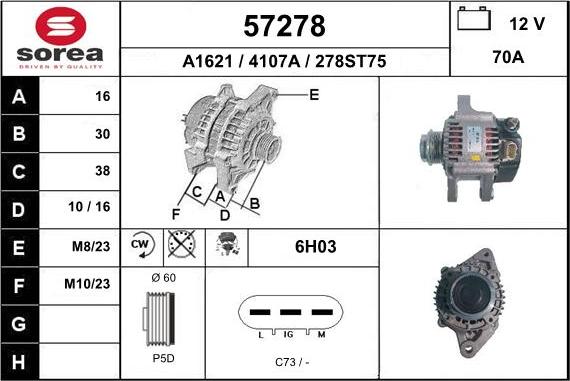 EAI 57278 - Alternator autospares.lv