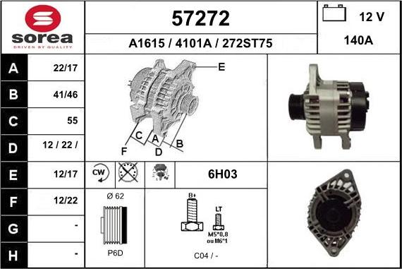 EAI 57272 - Alternator autospares.lv