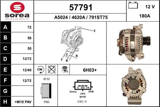 EAI 57791 - Alternator autospares.lv