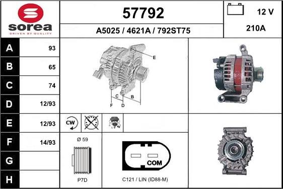 EAI 57792 - Alternator autospares.lv