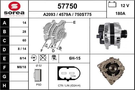 EAI 57750 - Alternator autospares.lv