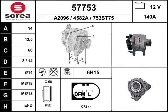 EAI 57753 - Alternator autospares.lv