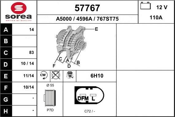 EAI 57767 - Alternator autospares.lv