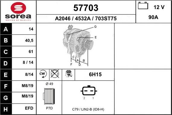 EAI 57703 - Alternator autospares.lv