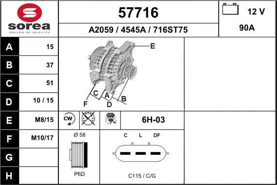 EAI 57716 - Alternator autospares.lv