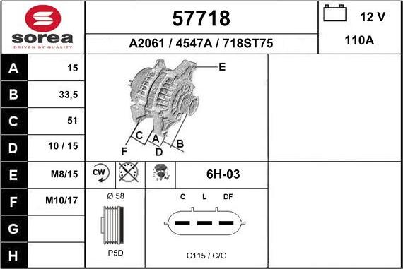 EAI 57718 - Alternator autospares.lv