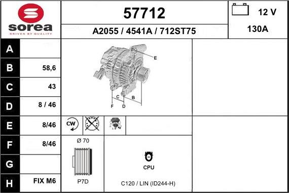 EAI 57712 - Alternator autospares.lv