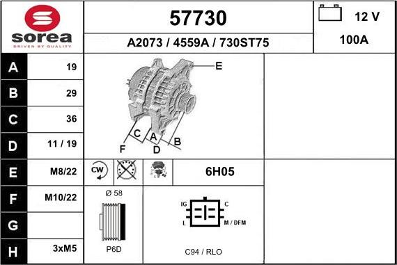 EAI 57730 - Alternator autospares.lv