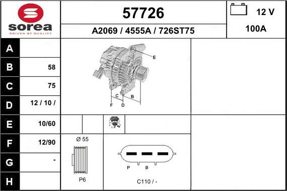 EAI 57726 - Alternator autospares.lv