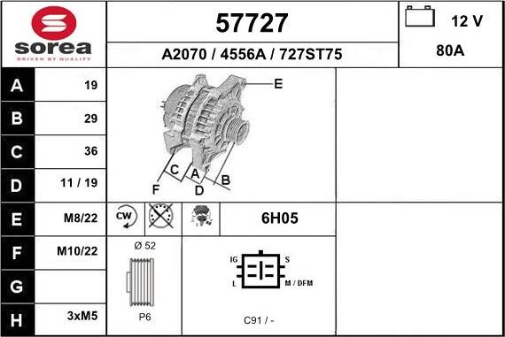 EAI 57727 - Alternator autospares.lv