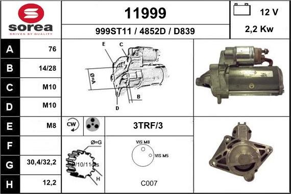 EAI 11999 - Starter autospares.lv