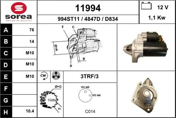 EAI 11994 - Starter autospares.lv