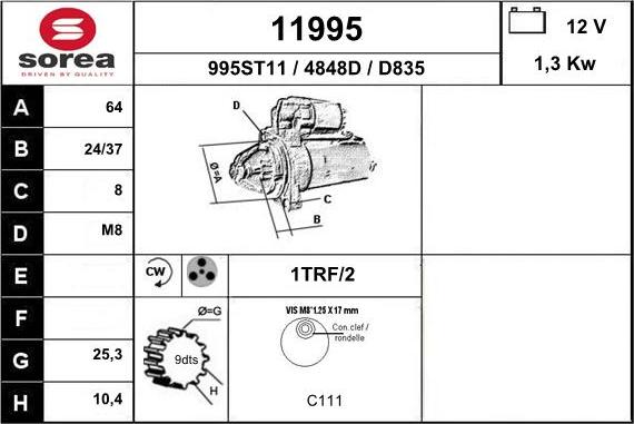 EAI 11995 - Starter autospares.lv