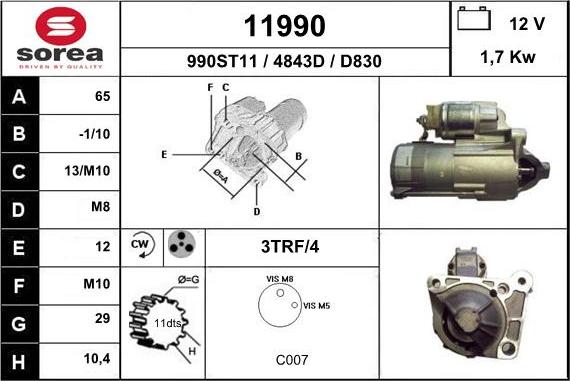 EAI 11990 - Starter autospares.lv