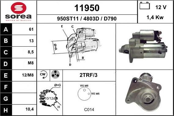 EAI 11950 - Starter autospares.lv
