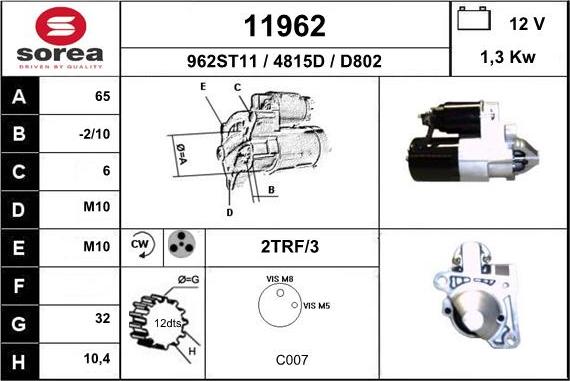 EAI 11962 - Starter autospares.lv