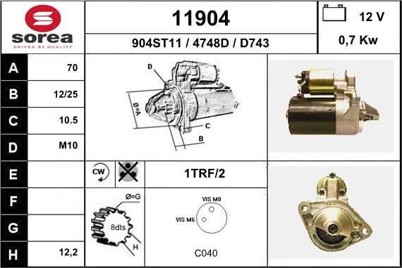 EAI 11904 - Starter autospares.lv