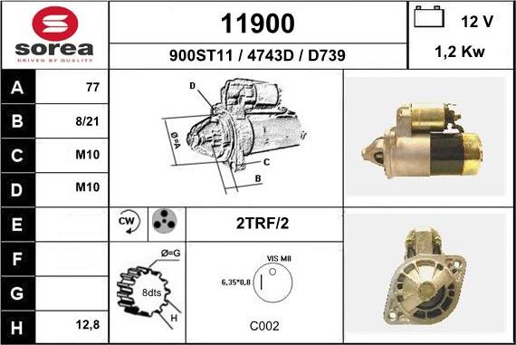 EAI 11900 - Starter autospares.lv