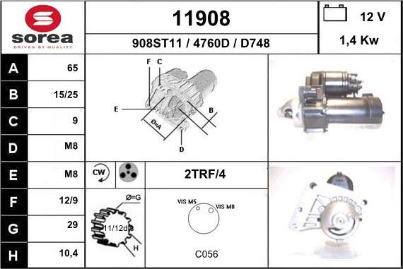 EAI 11908 - Starter autospares.lv