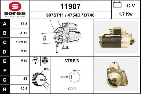 EAI 11907 - Starter autospares.lv