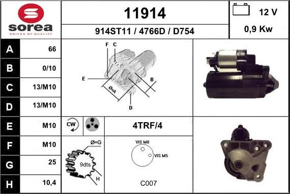 EAI 11914 - Starter autospares.lv