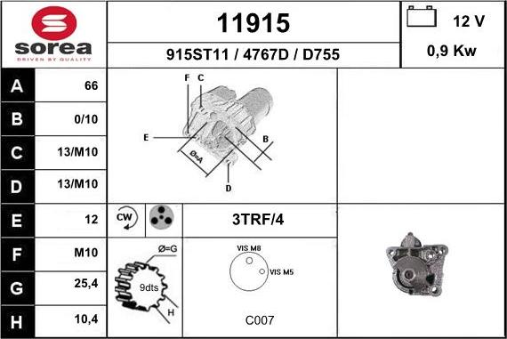 EAI 11915 - Starter autospares.lv