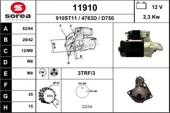 EAI 11910 - Starter autospares.lv