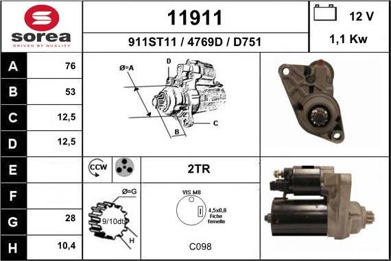 EAI 11911 - Starter autospares.lv