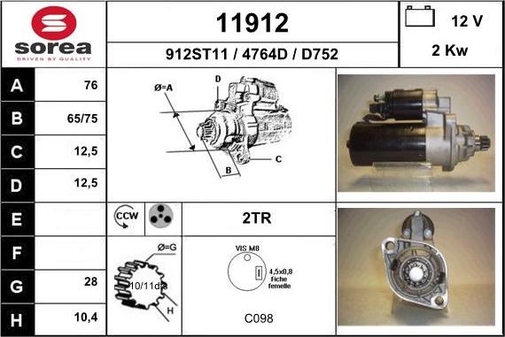 EAI 11912 - Starter autospares.lv