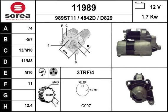 EAI 11989 - Starter autospares.lv