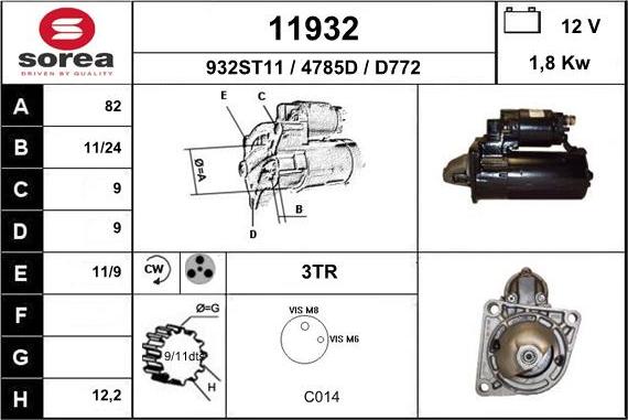 EAI 11932 - Starter autospares.lv