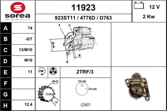 EAI 11923 - Starter autospares.lv