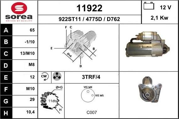 EAI 11922 - Starter autospares.lv