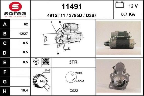 EAI 11491 - Starter autospares.lv