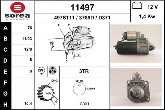 EAI 11497 - Starter autospares.lv