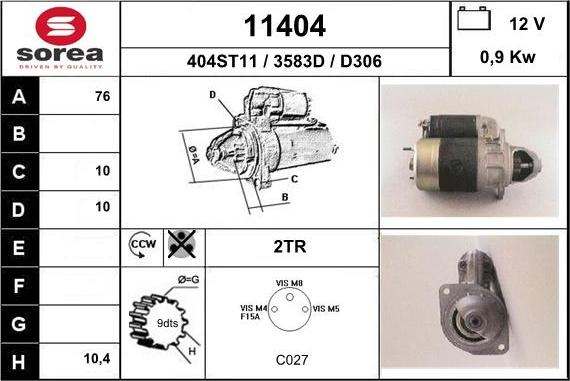 EAI 11404 - Starter autospares.lv