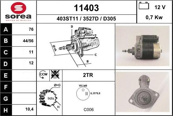 EAI 11403 - Starter autospares.lv