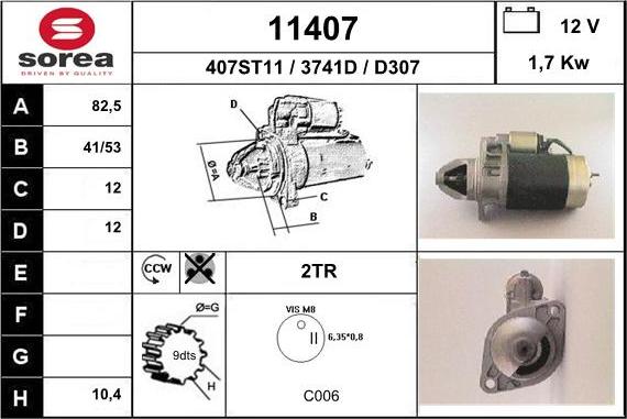 EAI 11407 - Starter autospares.lv