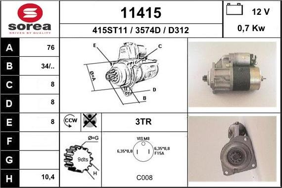 EAI 11415 - Starter autospares.lv