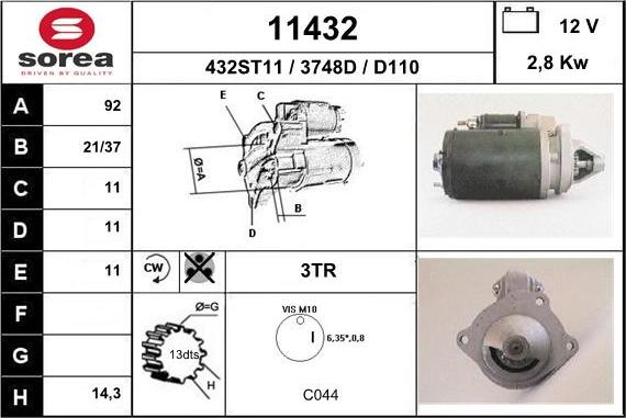 EAI 11432 - Starter autospares.lv