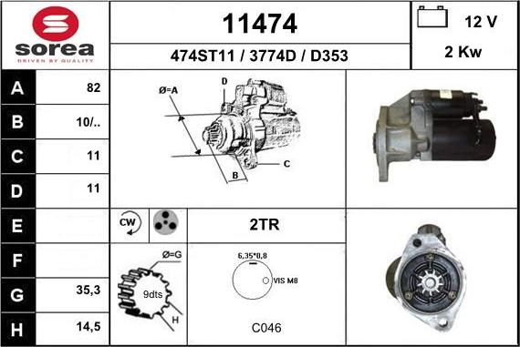 EAI 11474 - Starter autospares.lv