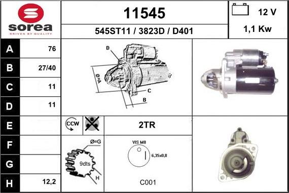 EAI 11545 - Starter autospares.lv